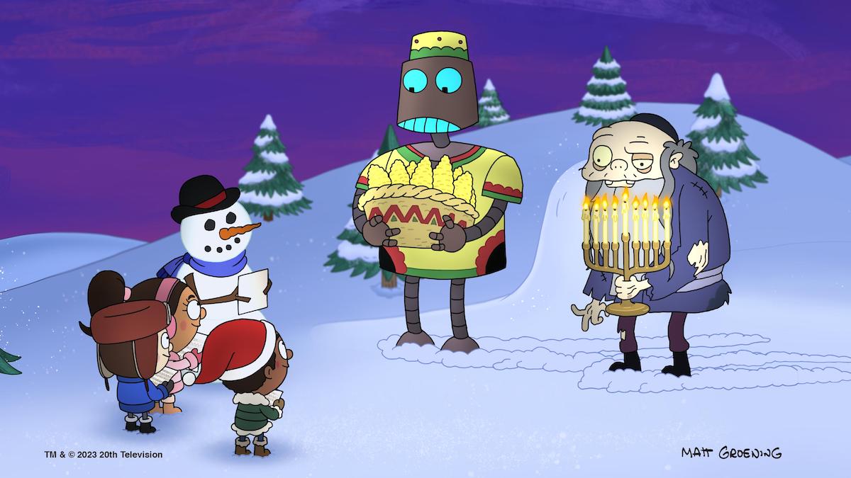 Kwanzaabot (Coolio) and Chanukah Zombie (Mark Hamill) star in “There’s a Holiday for Everyone” claymation holiday special.