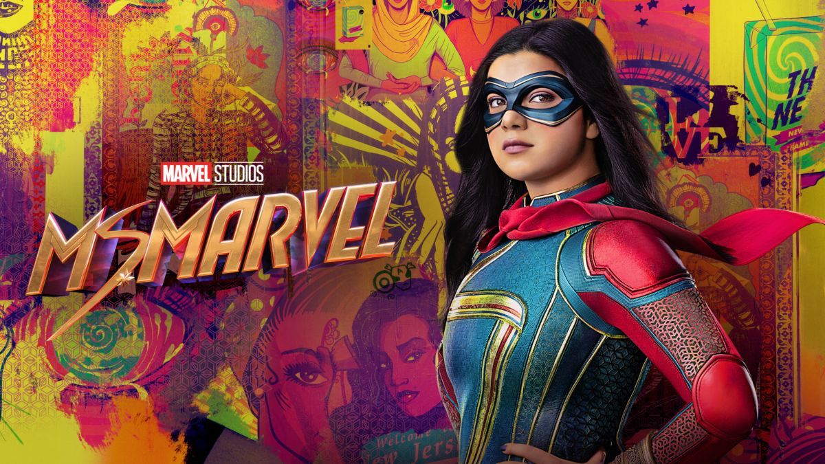 Ms. Marvel (Iman Vellani) in the Disney+ cover image for Ms. Marvel.