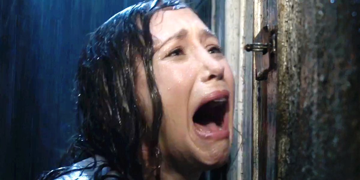 Vera Farmiga screaming in the rain.