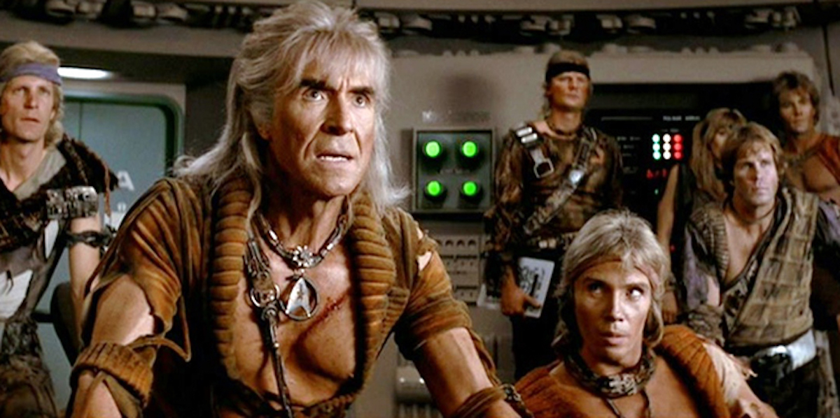 Khan Noonien Singh (Ricardo Montalbán) and his augments aboard the USS Reliant. Khan has revenge written on his face.