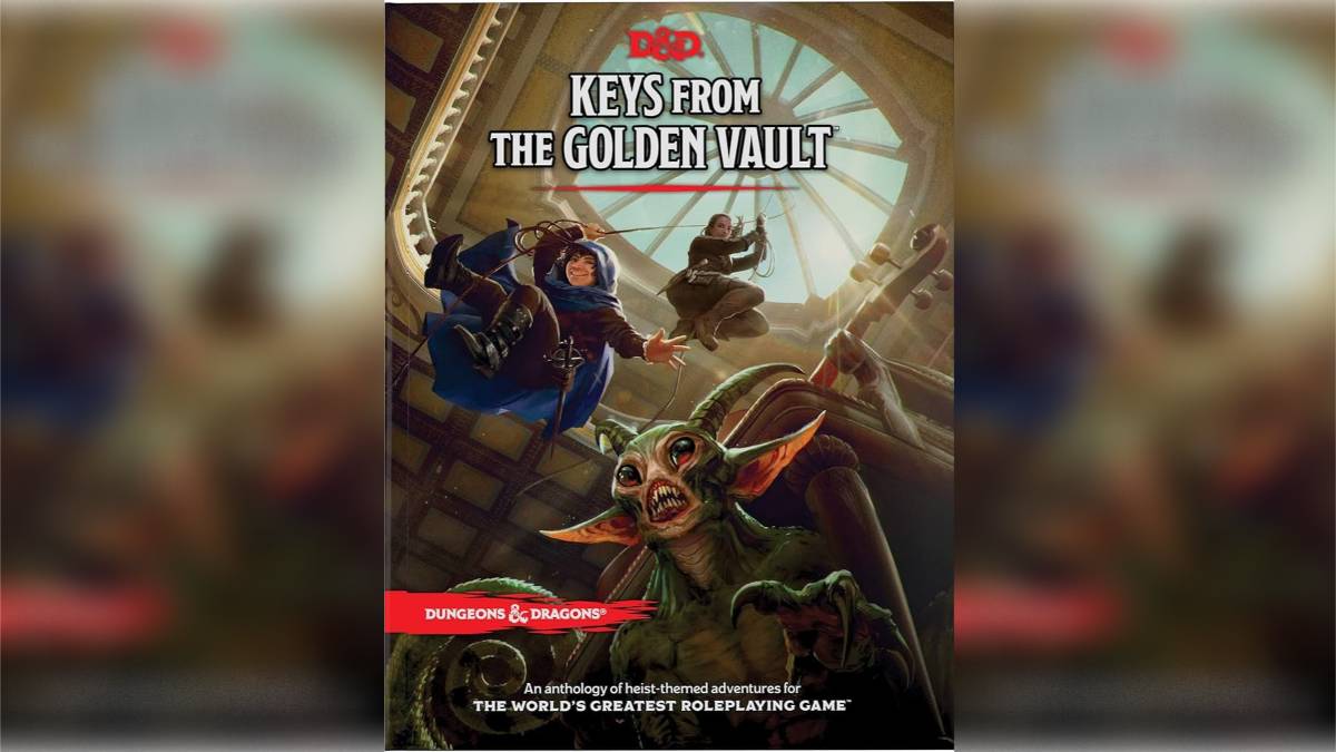 Adventurers on a heist on the cover of Keys from the Golden Vault.