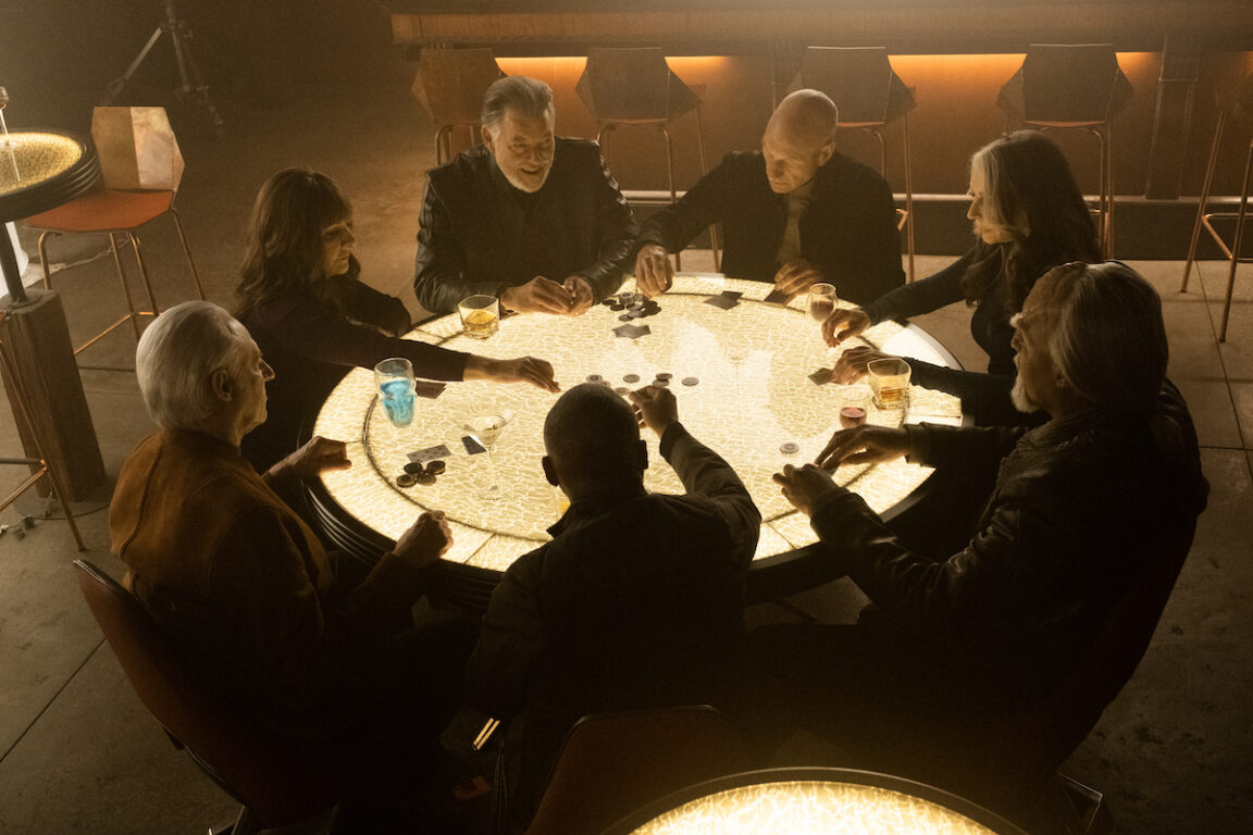The TNG crew shares one final game of cards.