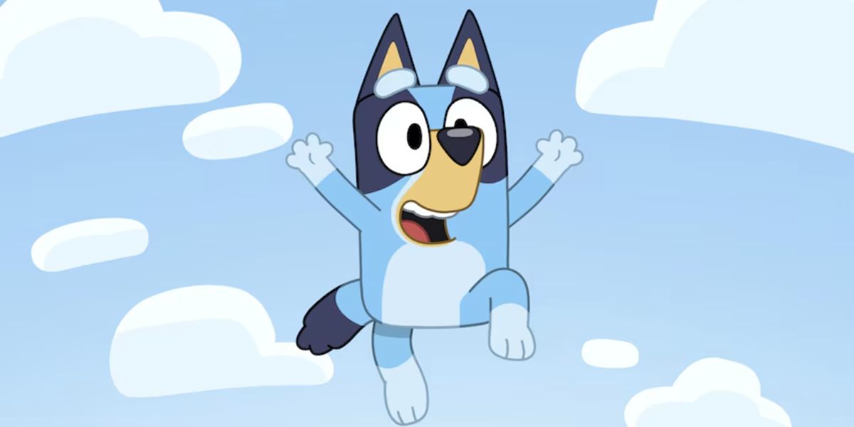 Bluey surrounded by clouds.