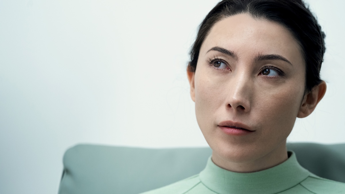 Close up of Gemma's face, looking to her right.