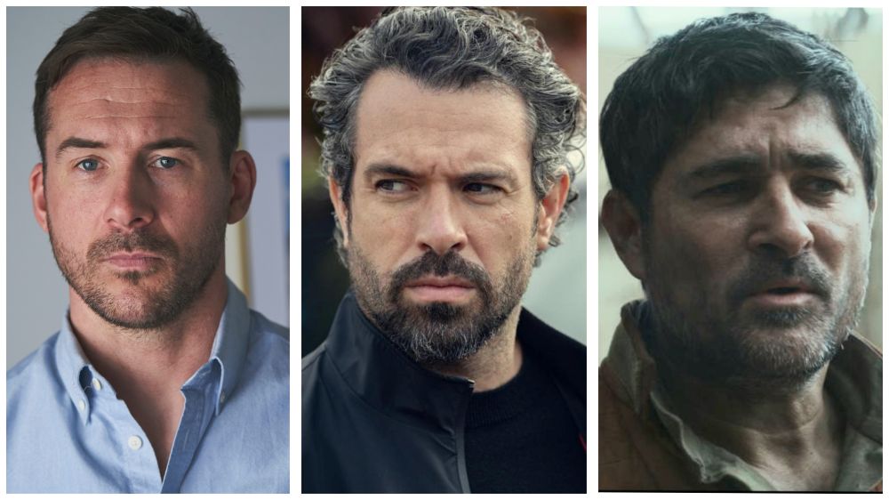 A photo collage featuring three white male actors, from left to right: Barry Sloane, Tom Cullen and Joplin Sibtain.