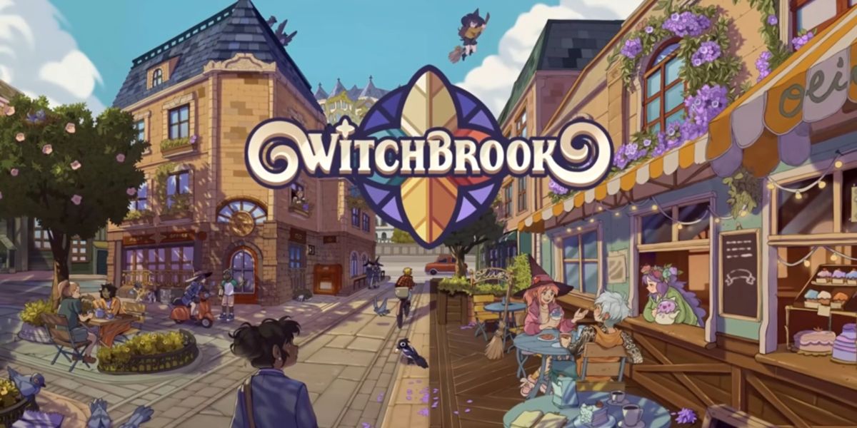 The title page for the cozy video game Witchbrook.