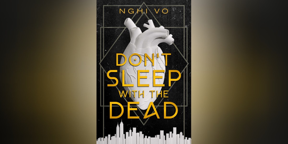 The cover of Don't Sleep With the Dead has a white, anatomical heart in front of a black, art deco-style background. Below the heart is a white New York City skyline.