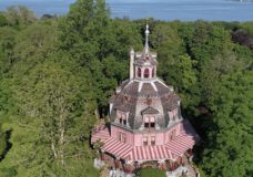 Birds-eye view of the Armour-Stiner Octagonal House in Irvington, NY