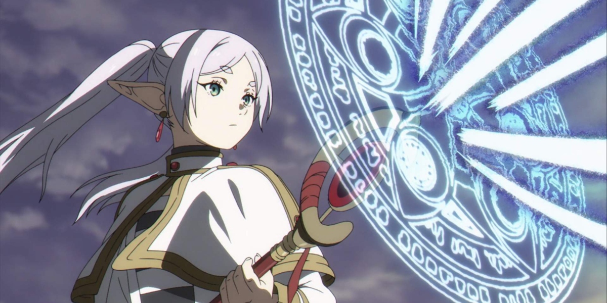 Frieren uses offensive magic in her fight against Denken in Frieren: Beyond Journey's End