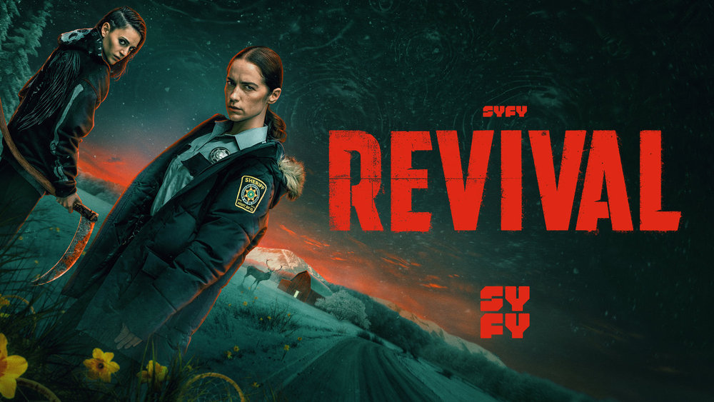 The key art for Revival Season 1 sees two women standing in a field. One holds a gun, the other holds a scythe.