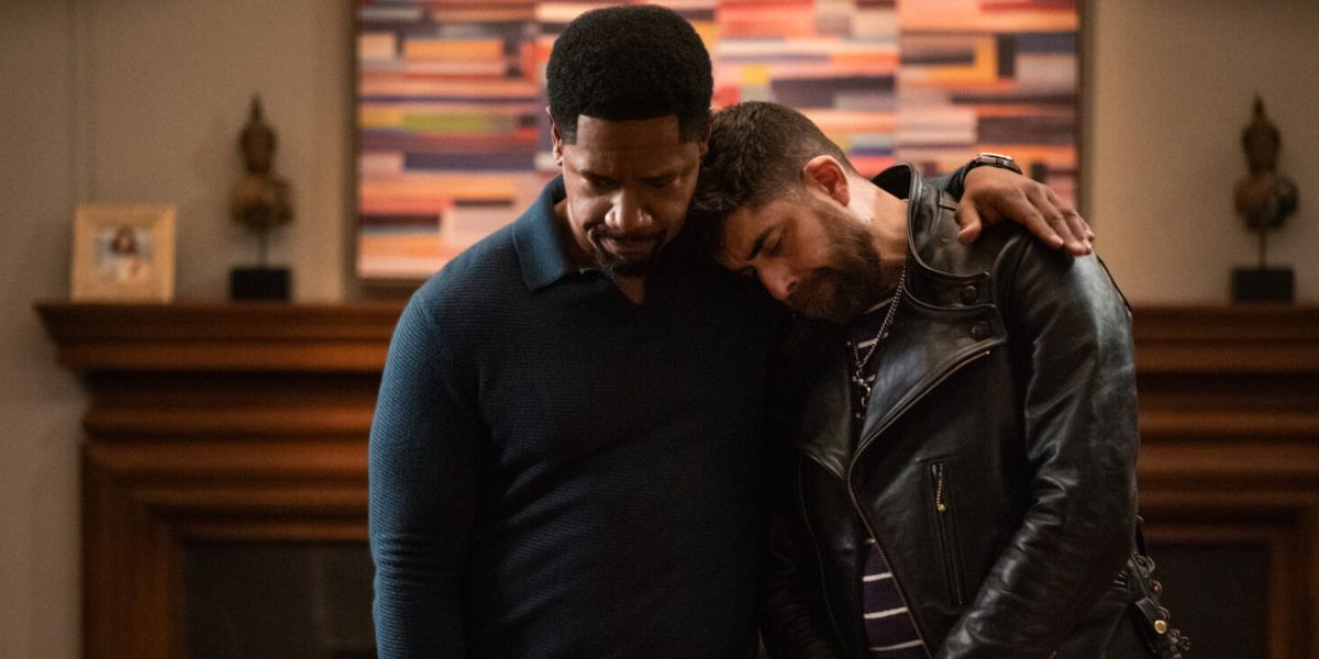 Dante and Harry hugging on The Equalizer series finale.