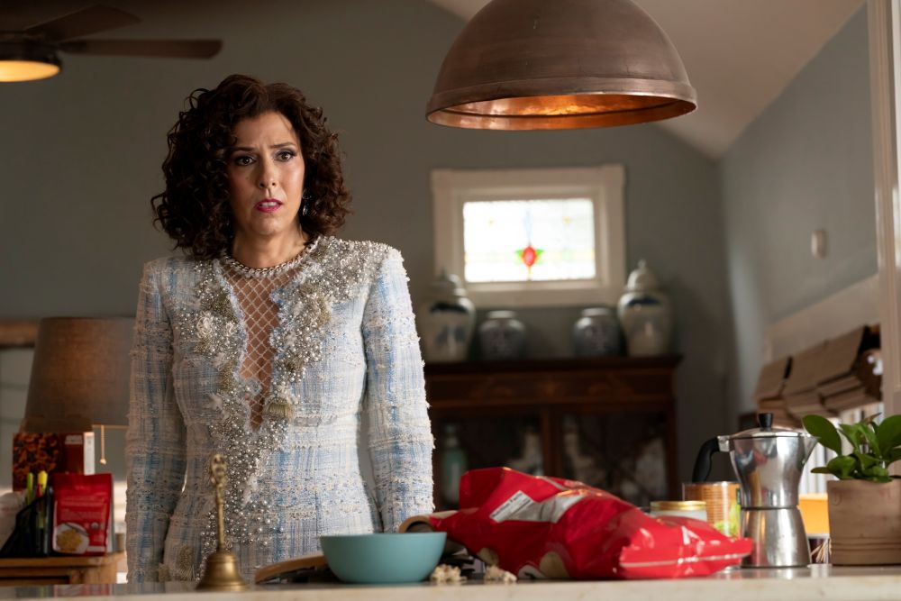 Judy looks shocked while standing in a kitchen on The Righteous Gemstones Season 4 Episode 9, "That Man of God May Be Complete."