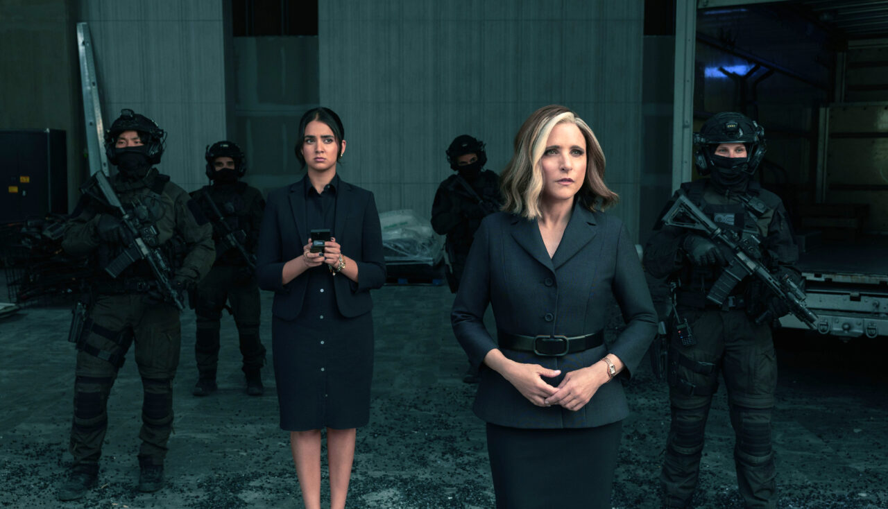 Mel (Geraldine Viswanathan) and Valentina (Julia Louis-Dreyfuss) deploy mercenaries in Thunderbolts*