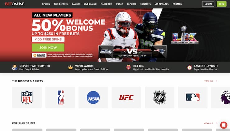 A look at BetOnline and its generous $250 free bet bonus.